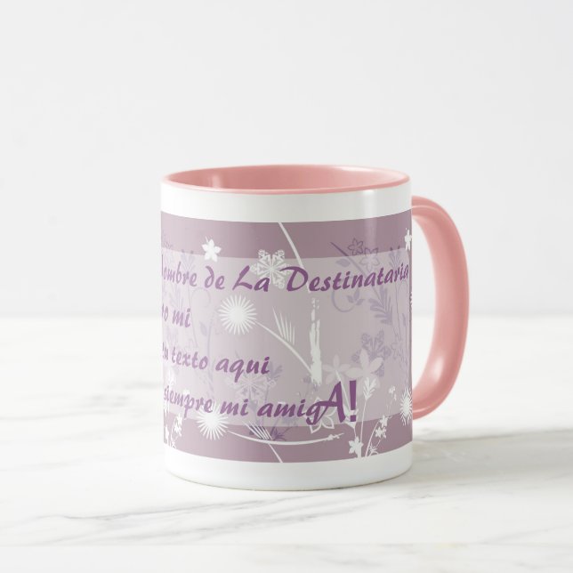 Mug Motif Floral I Txt Superposer Dans Votre Texte I E (Devant droit)