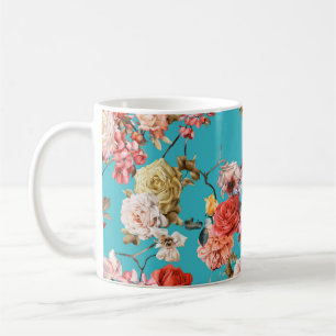 Mug Motif floral incolore avec roses, aquarelle. fl