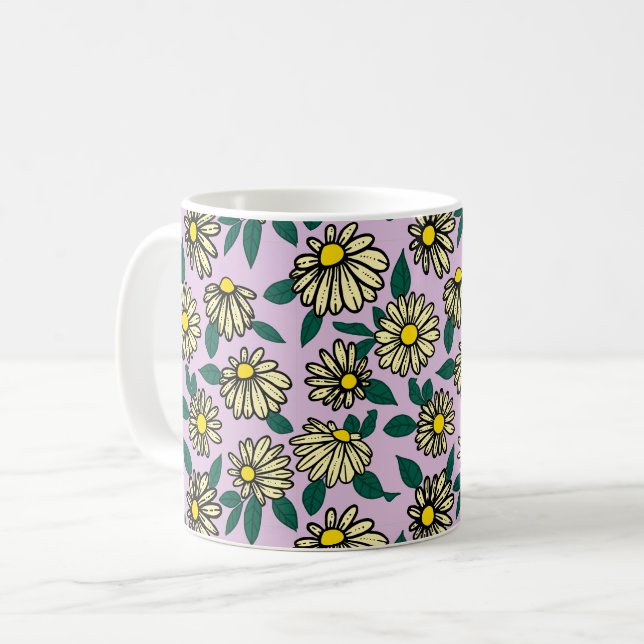 Mug Motif floral jaune (Devant gauche)