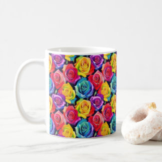 Mug Motif floral lumineux, roses aquarelles