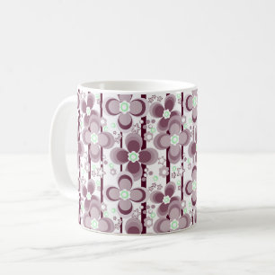 Mug motif floral marron et blanc