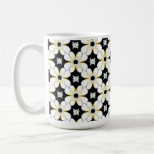 Motif floral monochrome avec détail jaune subtil
