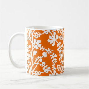 Mug Motif Floral Orange Et Blanc