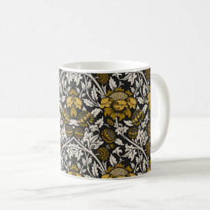 Mug Motif floral orné avec de grandes fleurs dorées