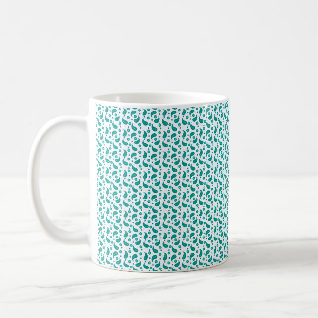Mug Motif floral paisley vert cyan moderne boho  (Gauche)