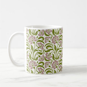 Mug Motif floral paisley vintage Botanique rose vert