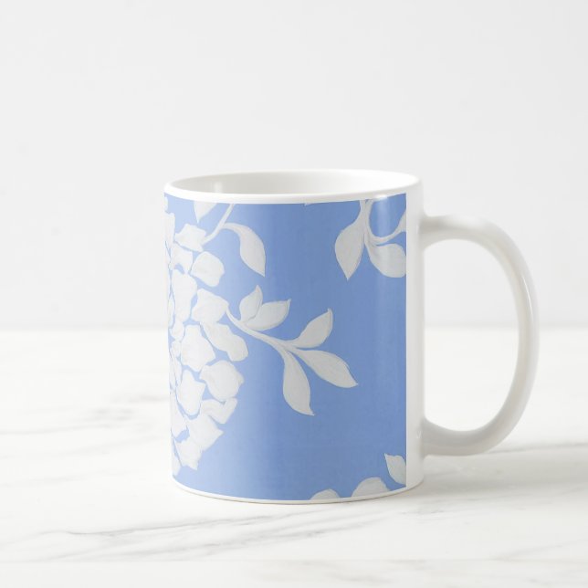 Mug Motif floral personnalisé bleu et blanc (Droite)