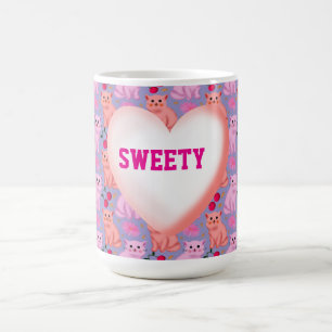 Mug Motif Floral Personnalisé de Cerise de Chat Mignon