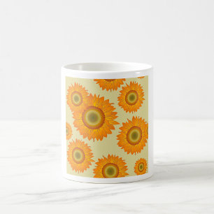 Mug Motif floral rétro jaune tournesol des années 70