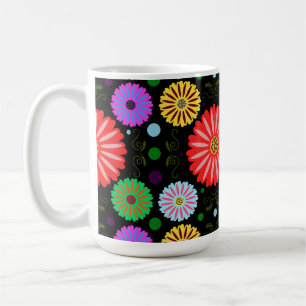 Mug Motif floral rétro lumineux d'art folklorique colo