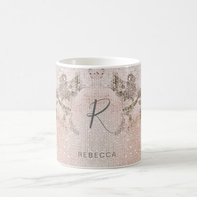 Mug Motif floral romantique monogramme (Centre)