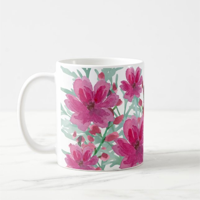 Mug motif floral rose (Gauche)
