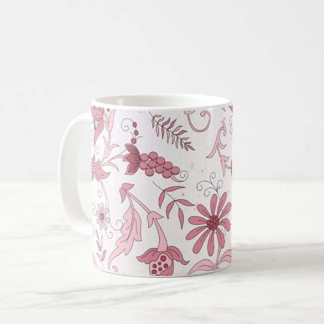 Mug Motif floral rose (Devant gauche)