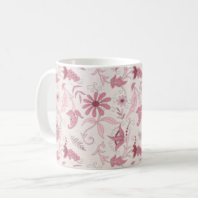 Mug Motif floral rose (Devant gauche)