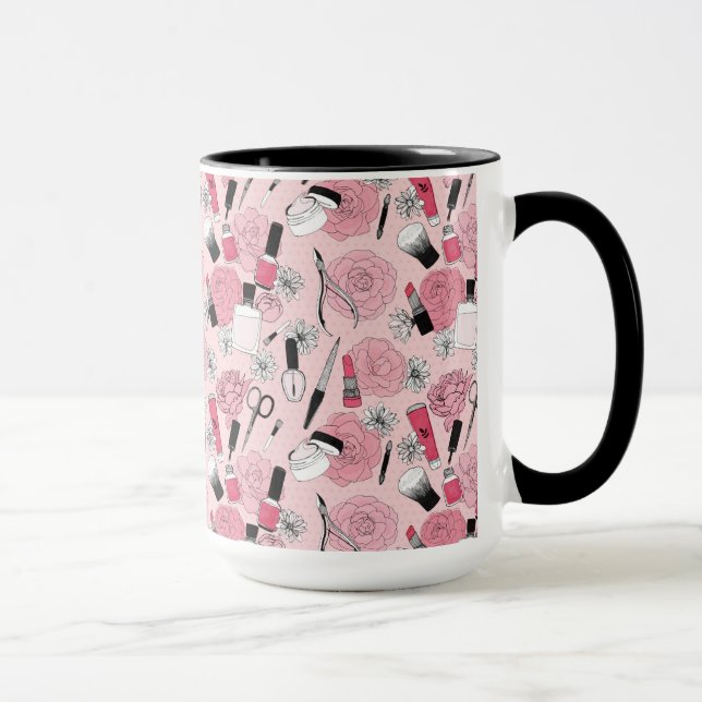 Mug Motif floral rose de produits de beauté (Droite)