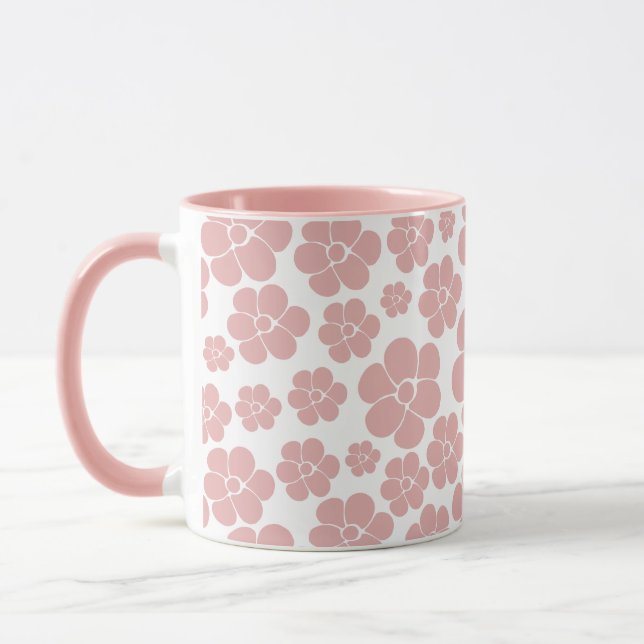 Mug Motif floral - Rose et Blanc  (Gauche)