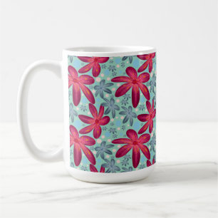Mug Motif floral rose et bleu sans couture