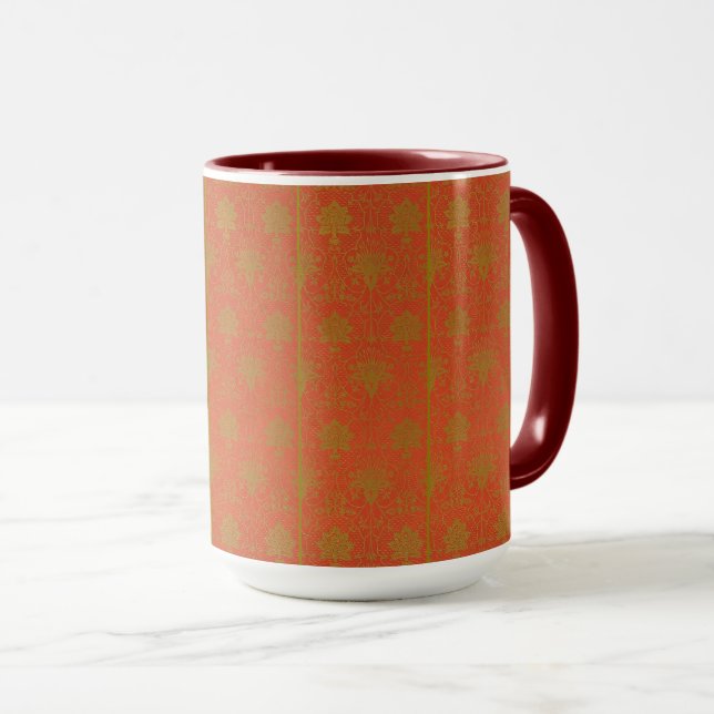 Mug Motif Floral Rose Et Or (Devant droit)
