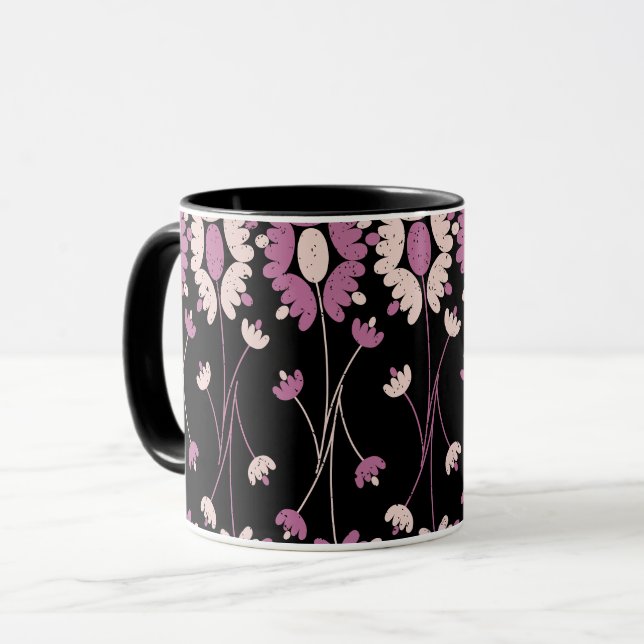 Mug Motif Floral rose répétitif (Devant gauche)