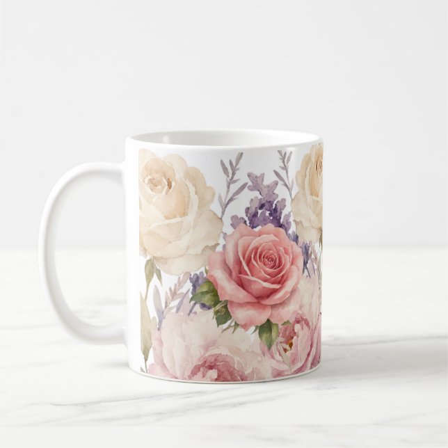 Mug motif floral roses (Gauche)