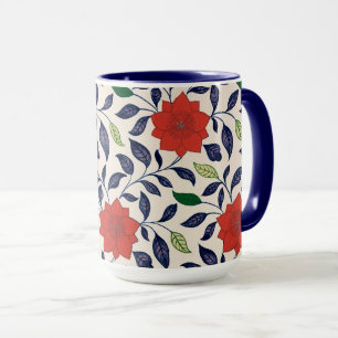 Mug Motif floral rouge
