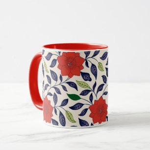 Mug Motif floral rouge
