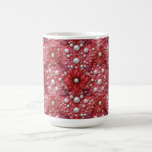 Mug Motif floral rouge avec accents de perles