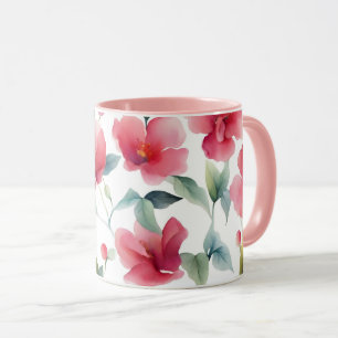 Mug Motif floral rouge brumeux