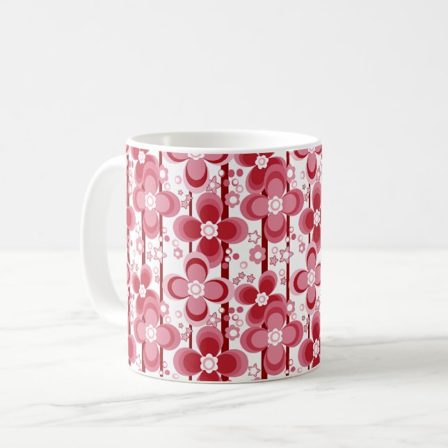 Mug Motif floral rouge et blanc (Devant gauche)