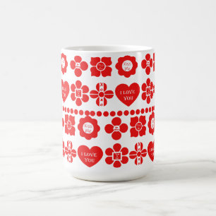 Mug Motif floral rouge et cœur pour la Saint-Valentin