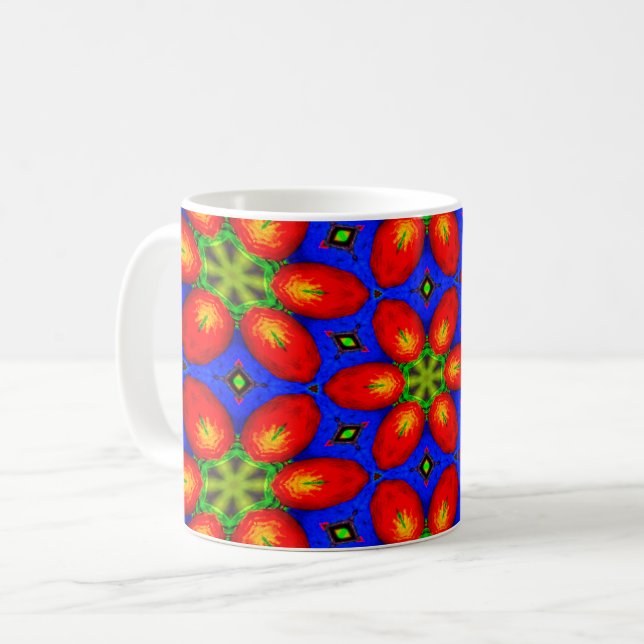 Mug Motif Floral Rouge mou (Devant gauche)