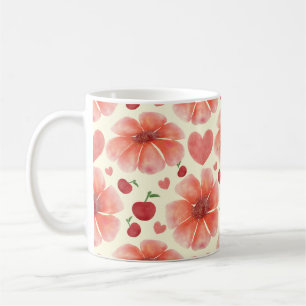 Mug Motif floral rouge sans couture Fleur rétro mignon