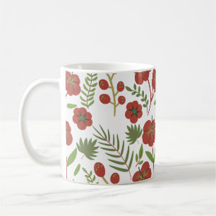 Mug Motif floral rouge sans couture sur arrière - plan