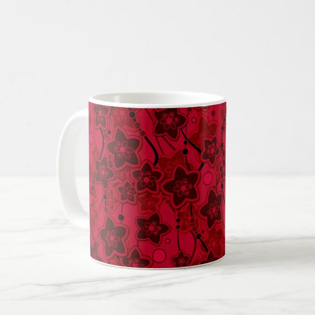 Mug motif floral rustique rétro marron rouge de mode (Devant gauche)