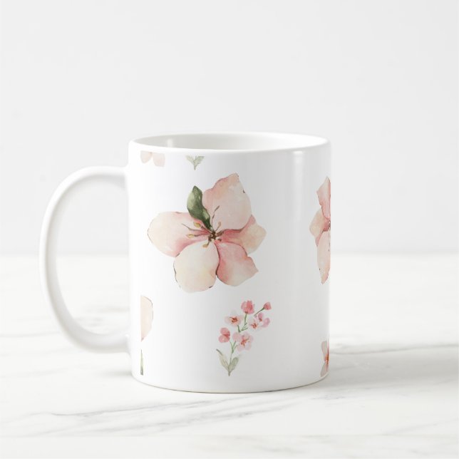 Mug Motif floral sans couture à l'aquarelle douce (Gauche)
