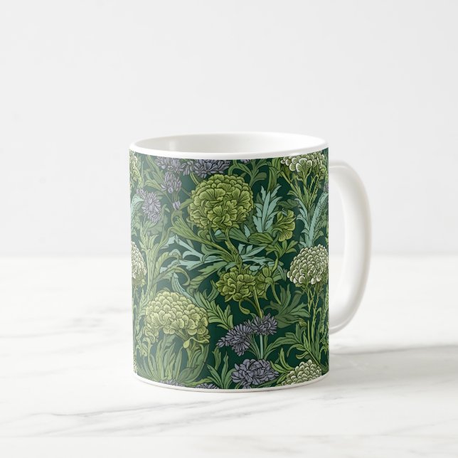 Mug Motif floral sans couture de style William Morris (Devant droit)