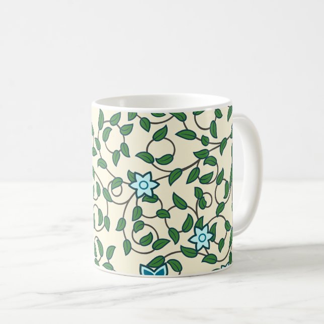 Mug Motif floral sans couture sur fond beige (Devant droit)