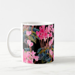 Mug Motif floral sans soudure. Cyclamen rose isolé sur