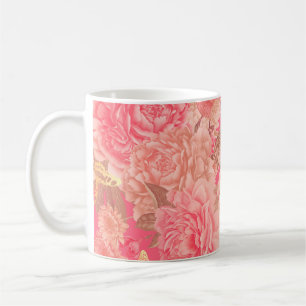Mug Motif floral sans soudure. Jardin fleurs peoni ros