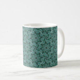 Mug Motif floral sarcelle élégant avec mandala de feui