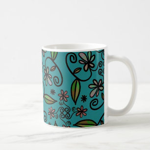 Mug Motif floral sarcelle mignon