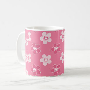Mug motif floral simple rose uni rétro petit flux