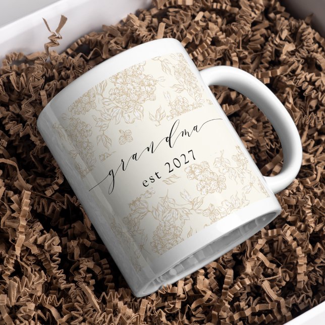 Mug Motif floral stylé grand-mère manuscrit  (Créateur téléchargé)