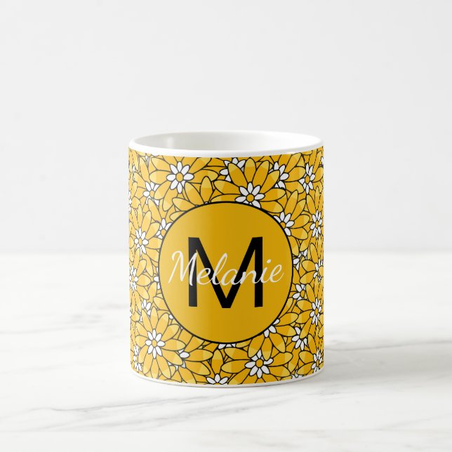 Mug Motif floral superposé jaune vif (Centre)