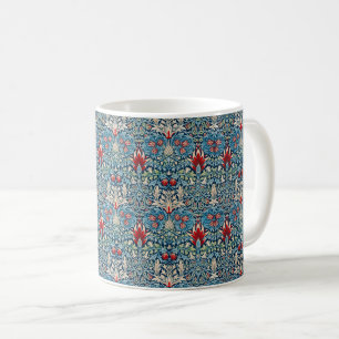 Mug Motif floral sur fond bleu de feuilles vertes