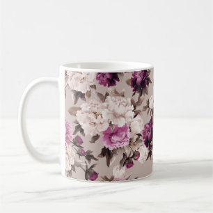Mug Motif floral transparent avec roses sur fond léger