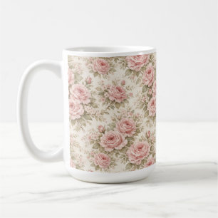 Mug Motif floral transparent de rose élégante vintage
