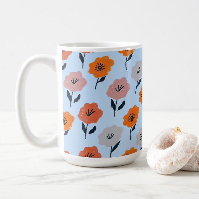 Mug Motif floral vibrant (Avec donut)