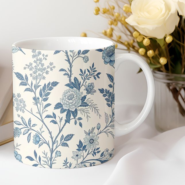 Mug Motif floral vintage bleu (Créateur téléchargé)