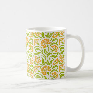 Mug Motif floral vintage paisley   Bota vert orange